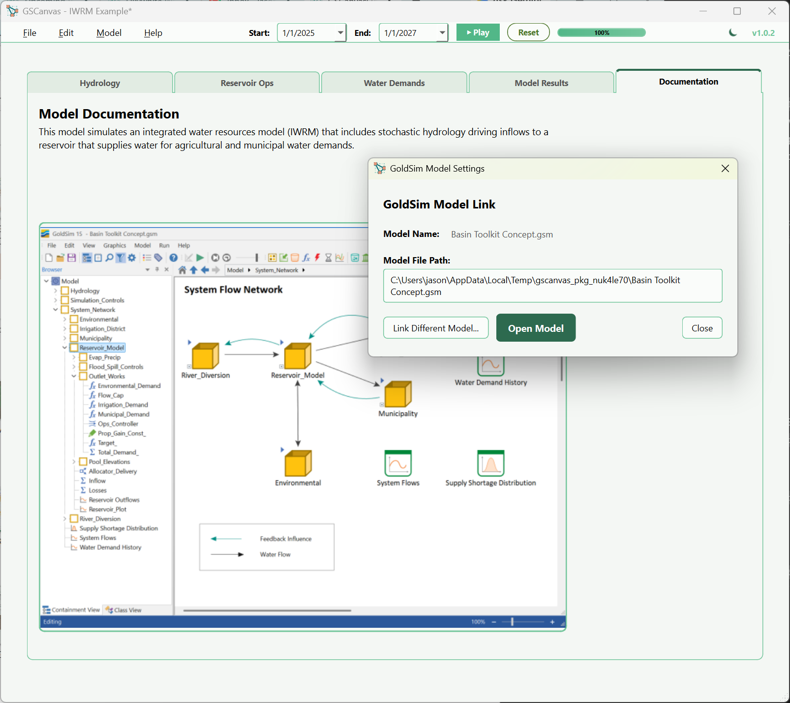 GSCanvas GoldSim Model Integration